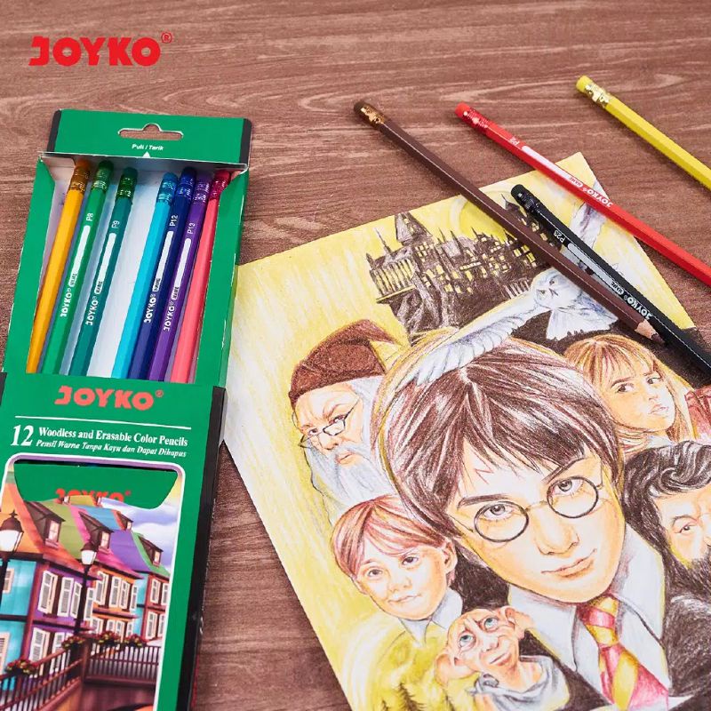 Pensil Warna joyko ada penghapus pensil warna Erasable joyko Color Pencils Hexagonal Grip