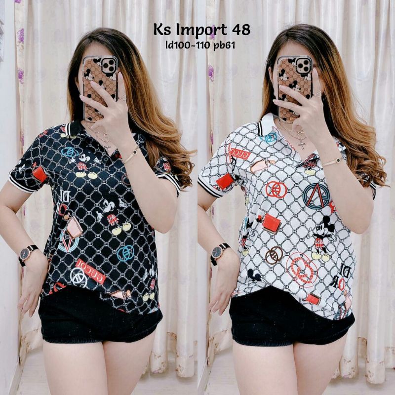 Kaos kerah polo wanita import / ZF48