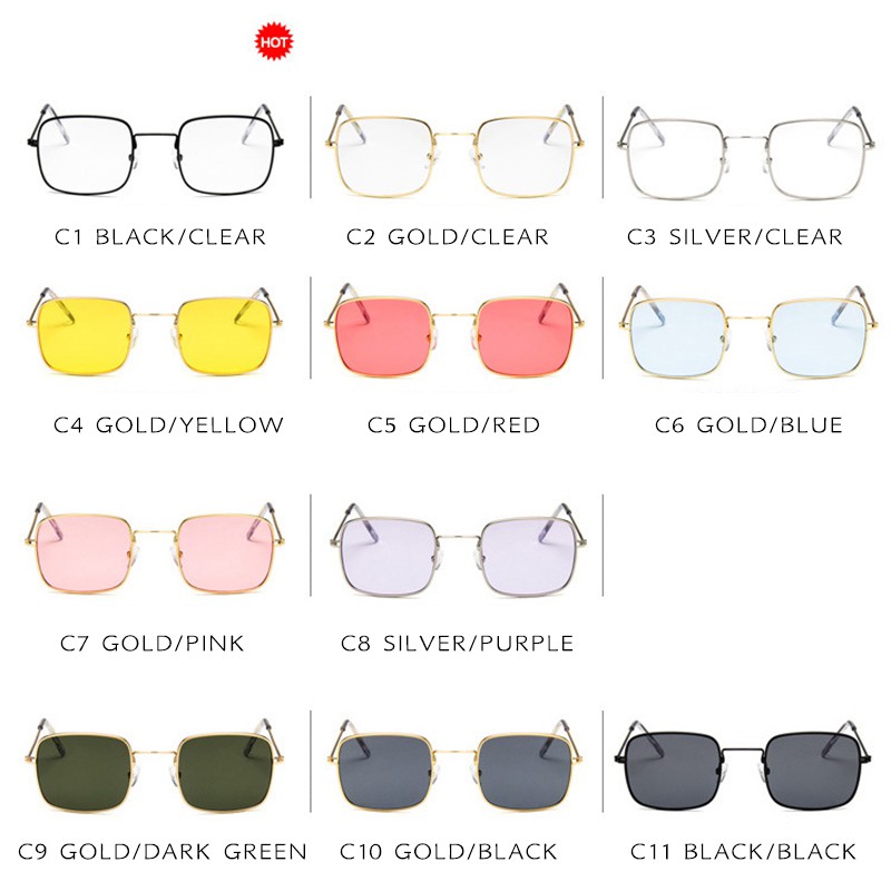 (YUZHU) Bayar di Tempat Korean Ulzzang Retro Besi Square Candy Color Kacamata Wanita/Pria Kacamata Hitam