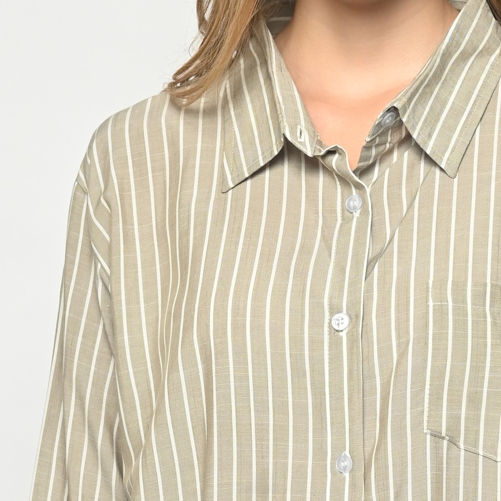 Monellina 06277 Kemeja Oversize Wanita Lengan Panjang Garis-4