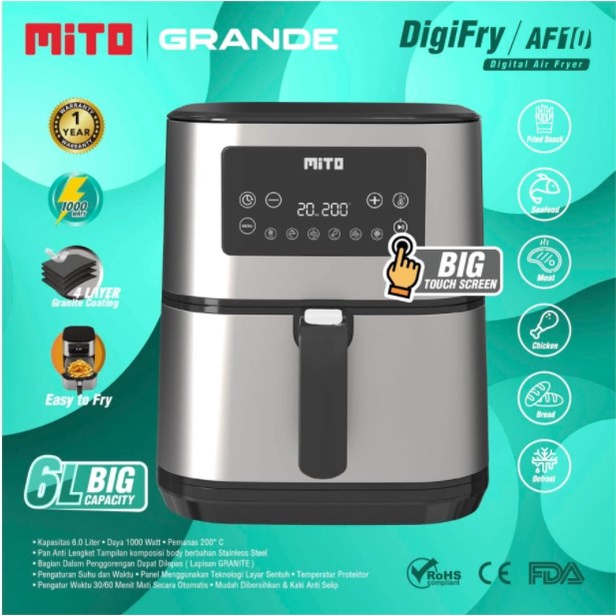 Digital Air Fryer Mito Mitochiba Grande AF10 6 Liter Digifry AF-10