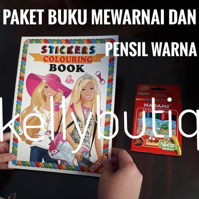 

Paket Buku Mewarnai Dan Stiker Karakter Barbie Set Pensil Warna