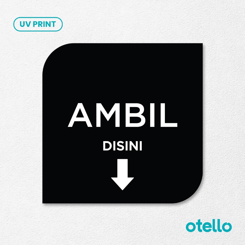 Ambil Disini Sign Board Akrilik Signage Sticker Papan Label Acrylic Restoran Wall Stiker Dinding Petunjuk Toko Restoran Cafe