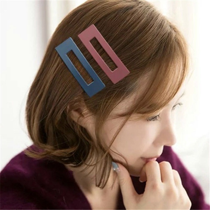 10pcs / pack Simple Candy Color Geometric Rectangle Hair Clip For Women Hair Accessories Wholesale