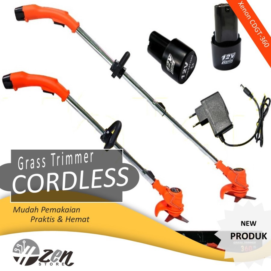 Mesin Potong Rumput Baterai Cas XENON CDGT360 2 Baterai Cordless Grass Trimmer