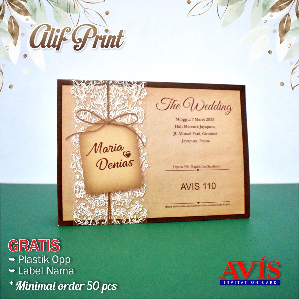 Cetak Undangan Pernikahan Kode Avis 110