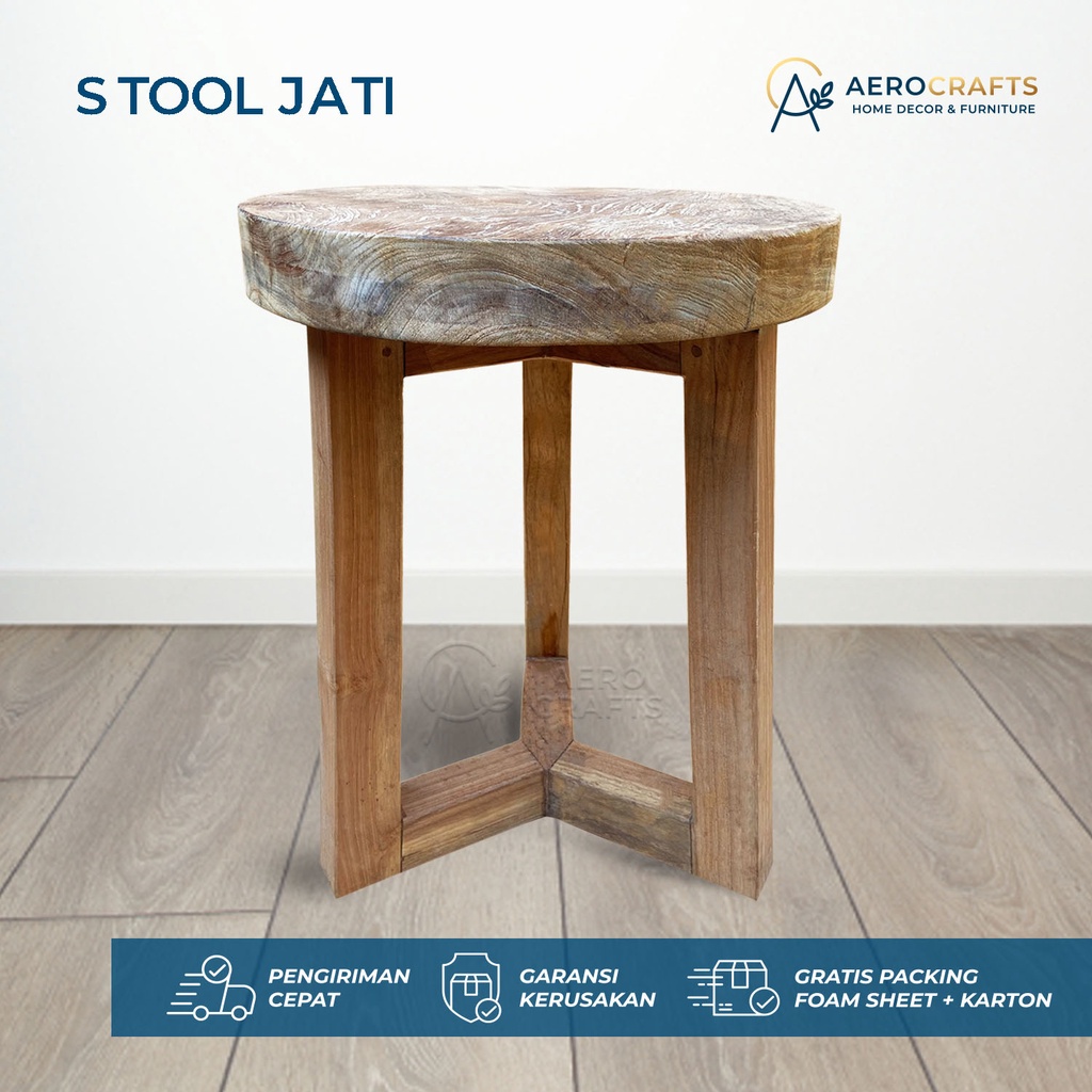 Kursi Stool Kayu Jati / Kursi Stool Taman Kursi Stool Teras Ruang Tamu Furniture Minimalis Kayu Jati