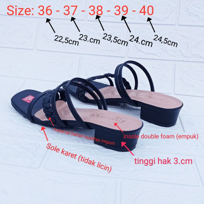 Sandal hak tahu tali kepang wanita remaja kekinian bisa cod/sendal selop kepang wanita terbaru hak 3cm/sandal heels pesta wanita terbaru