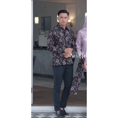 Batik Pria Lengan Panjang BATIK AZMIL HRB026 motif AKITA JERUJI Kode 002 size M L XL XXL Reguler