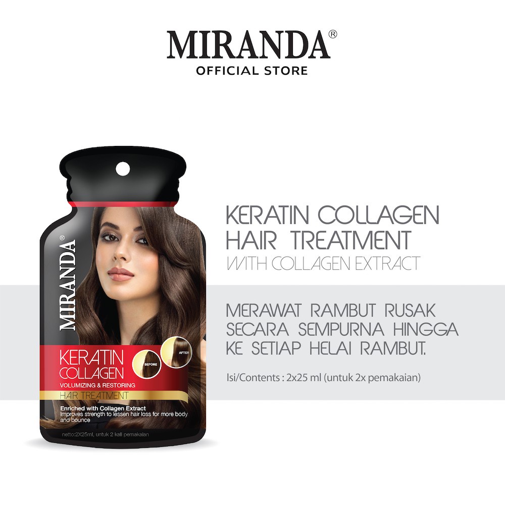 [MERAH] MIRANDA Keratin Collagen Volumizing &amp; Restoring Hair Treatment 2x25ml