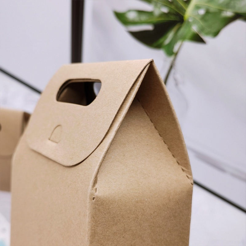 5pcs Kraft Paper Cake Cookie Chocolate Food Packaging Box with Handle Festival Party Gift Wrapping Bag