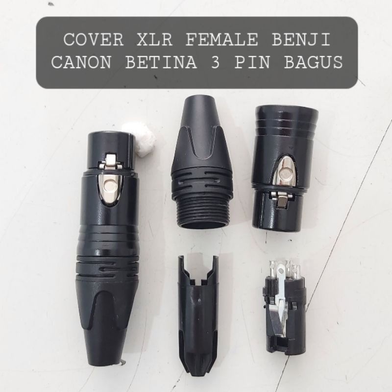 BENJI Cover Canon XLR 3 Pin Colokan Mic Betina Female Hitam