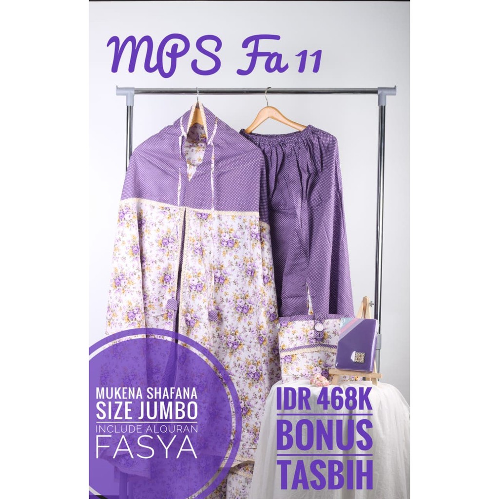 RRR Purple Series Shafana Mukena Jumbo Katun Jepang Ungu Set Alquran