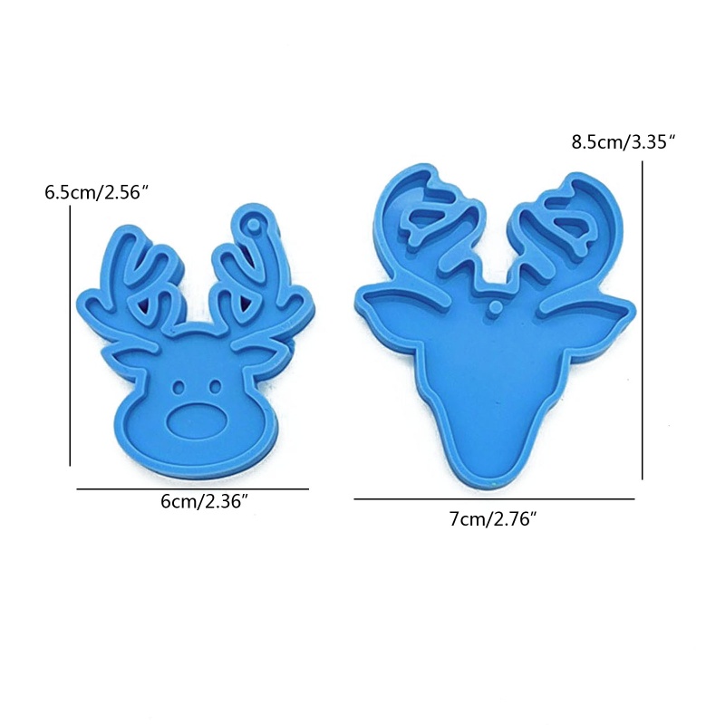 2 Pcs Cetakan Resin Epoksi Bentuk Rusa Natal Bahan Silikon Untuk Dekorasi Dinding