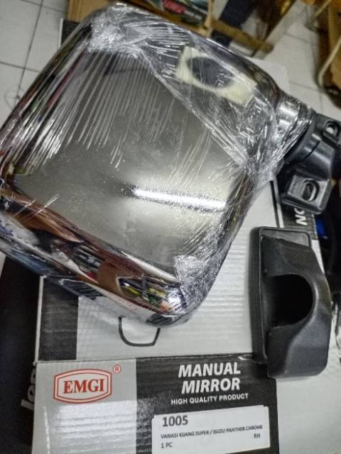 KACA SPION 1005/1007 VARIASI KIJANG SUPER/ISUZU PANTHER CHROME KANAN/KIRI RH/LH MEREK EMGI