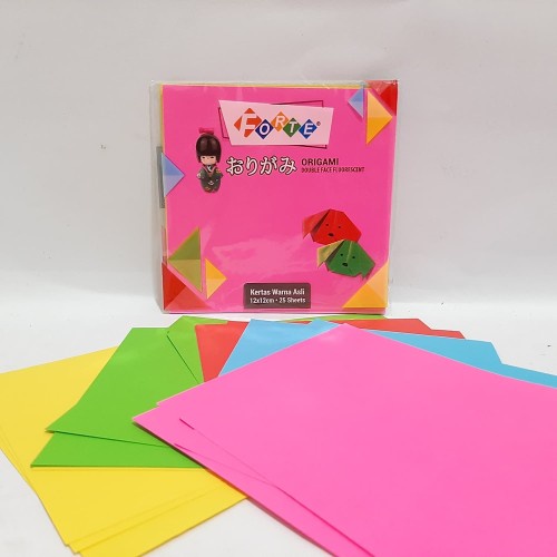 

Kertas Lipat Origami Bolak Balik 12x12 FORTE / Kertas Warna isi 25