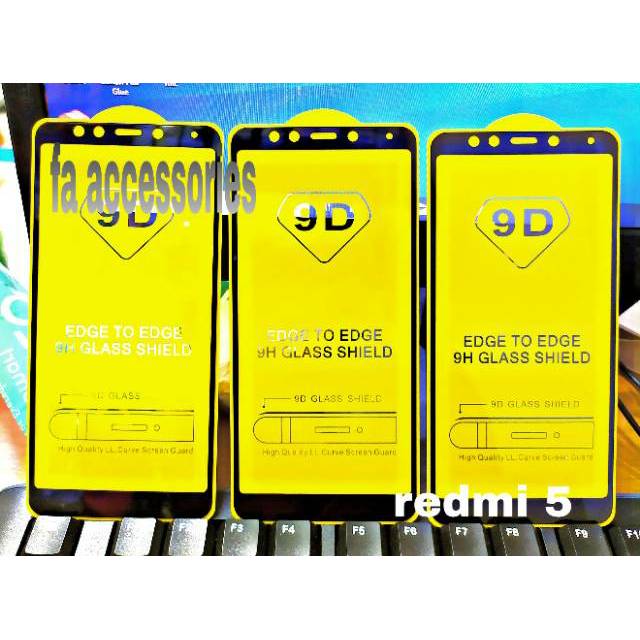TEMPERED GLASS 5d full lem XIAOMI REDMI 5 HITAM PUTIH