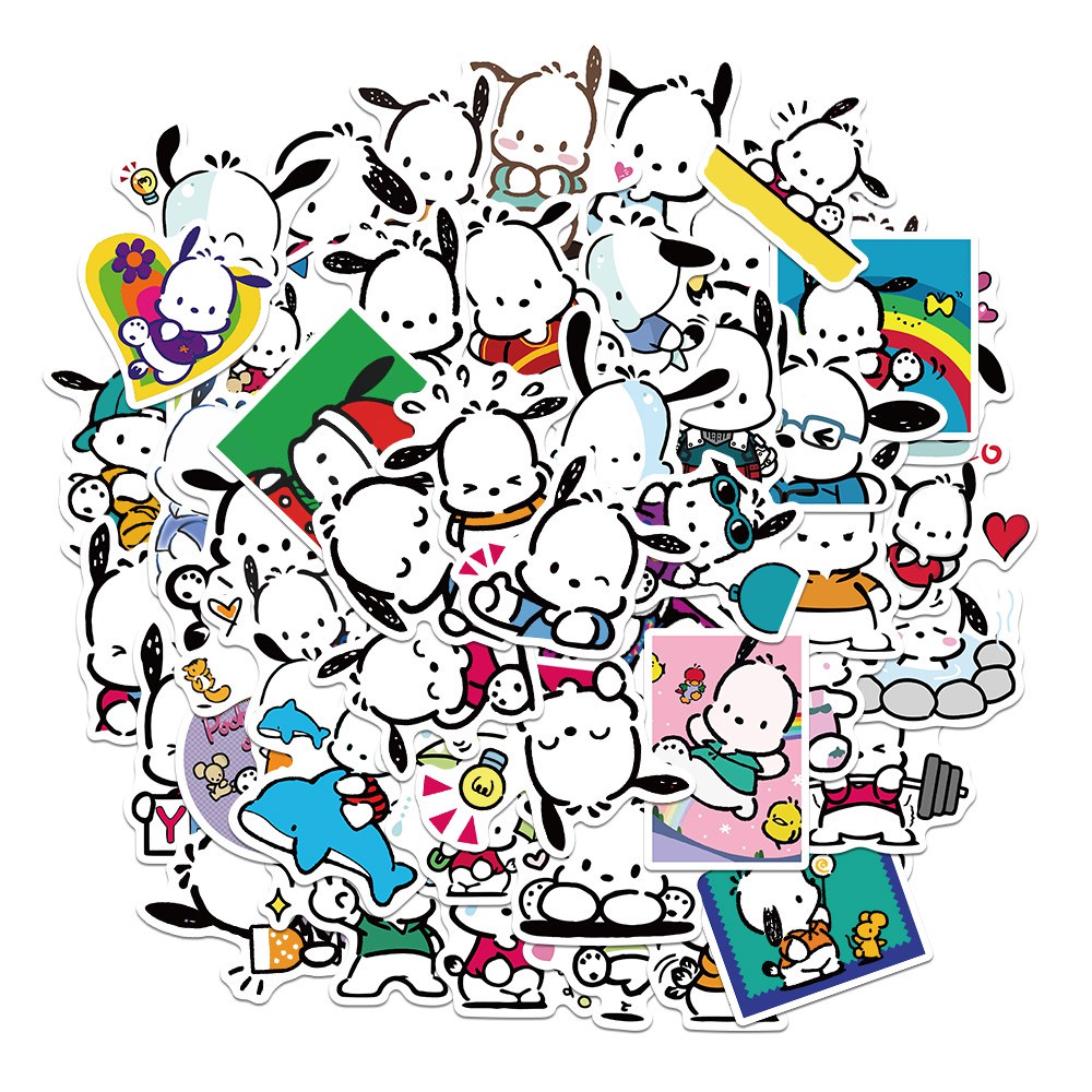 50PCS Cute Cartoon Pochacco Graffiti Sticker Color PVC Waterproof Helmet Computer Luggage Skateboard Stickers