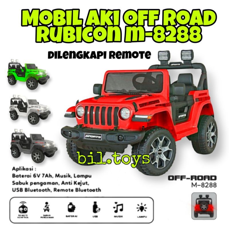 MOBIL AKI ANAK PMB 8288 JEEP OFF-ROAD RUBICON REMOTE MAINAN MOBIL TUNGGANG AKI M-8288 OFF ROAD MOBIL AKI ANAK MURAH