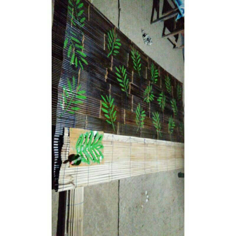 Tirai Bambu Kerai Bambu Hitam 3 x 3 meter vernis dan Motif