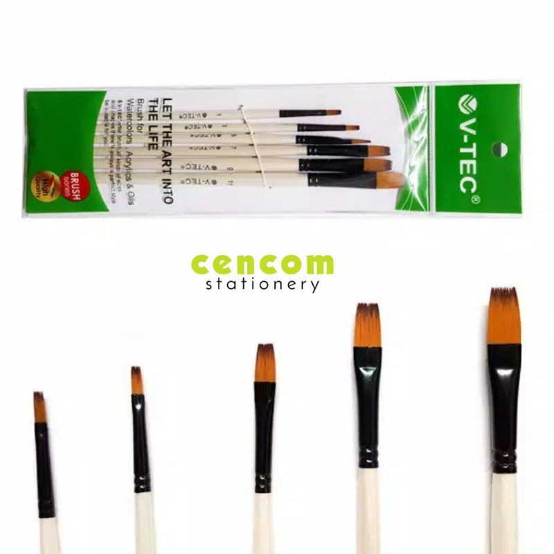 

V-Tec Flat Brush A0017H Set 6 / Kuas Lukis Set 6