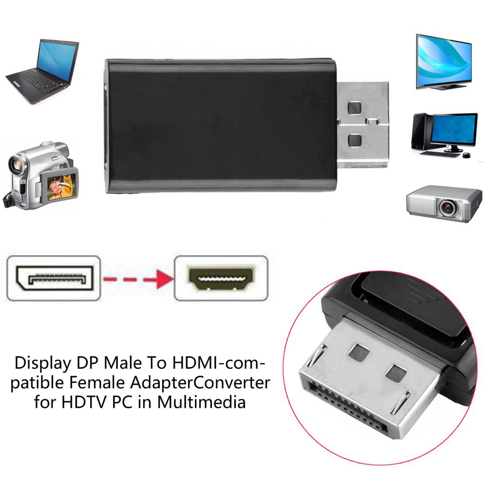 DP to HDMI display port laptop ke HDMI adapter adaptor DP M to HDMI F male female laki cowok cewek 4K Dp To Hdmi-compatible 4K Adapter Displayport Revolution Hdmi-compatible Female Dp To Hdmi-compatible For PC TV Projector