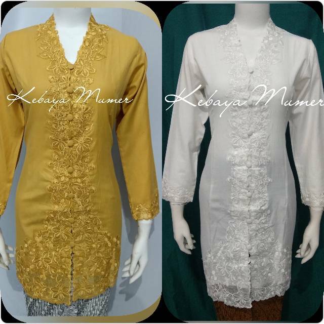 Kebaya Tunik Putih.  Kebaya Bordir Panjang. Kebaya Bordir Tunik. Kebaya Bordir