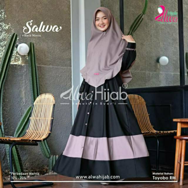 ALWA HIJAB SALWA GAMIS SET TOYOBO BLACK / HITAM