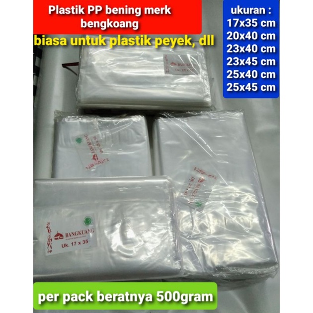 Plastik PP bening merk bengkoang ukuran 1,5kg-3kg / plastik bening untuk peyek, dll