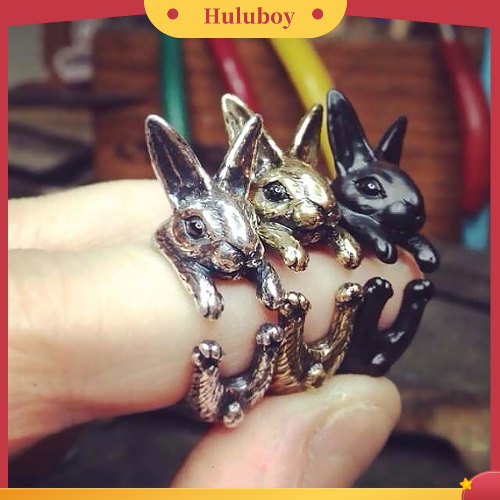 Hu Hu Hu Hu Hu Alat Bantu Pasang Kacamata♡ Cincin Model Terbuka Desain Kelinci Gaya Vintage Untuk Hadiah Ulang Tahun