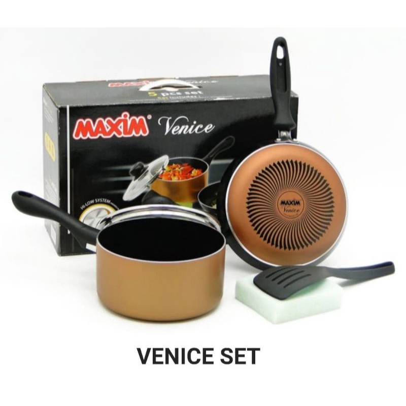 Teflon Maxim Venice Set 5pcs • Wajan Maxim set Penggorengan Maxim Set