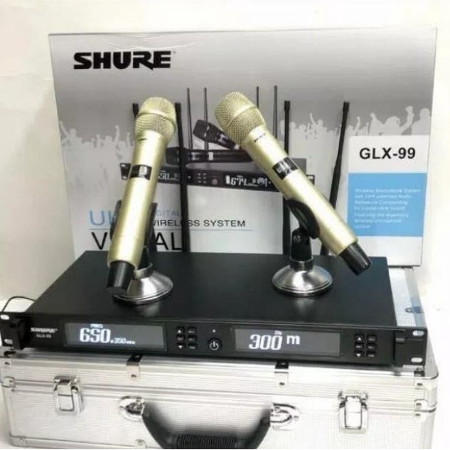 Mic Wireless Shure GLX99 GLX 99 2 handle 2 pegang bisa ganti frekwensi FREE HARDCASE