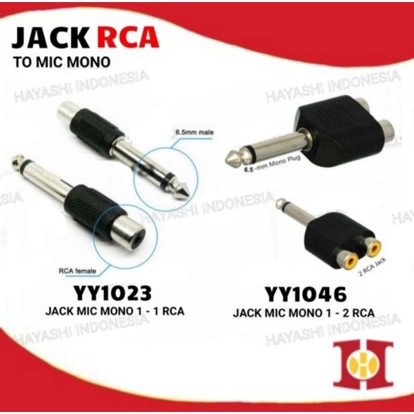 Converter Jack Akai Mono Stereo 6.5mm To RCA Sambungan Jek Mic Gitar-10 pcs