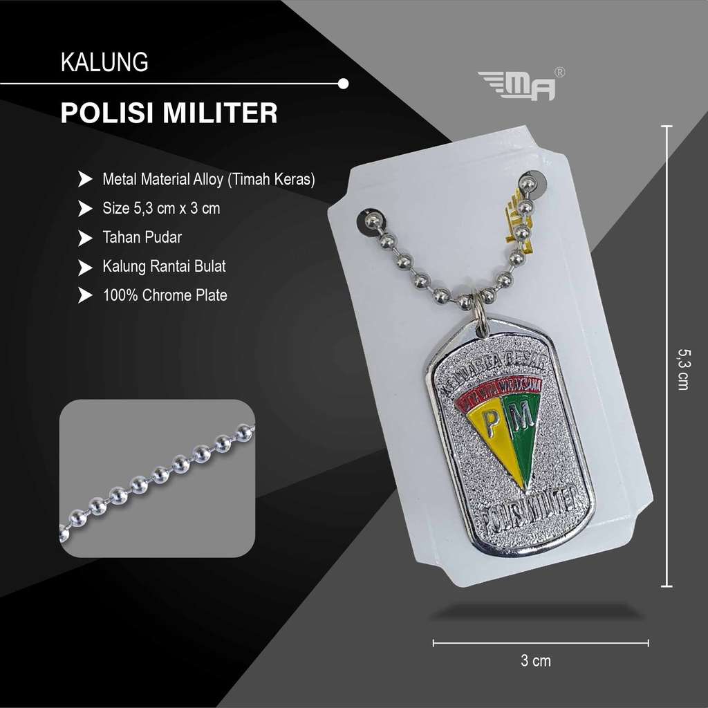 Kalung POLISI MILITER TAG Logo POLISI MILITER Kalung Rantai Kalung Pria