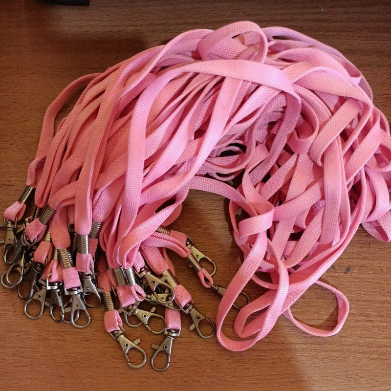 

tali nametag warna pink-tali plastik ujian-tali name tag pengait besi (ecer)