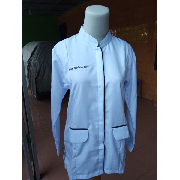 BAJU DINAS WANITA LIST HITAM / BAJU ASN WANITA 2 KANTONG BAWAH