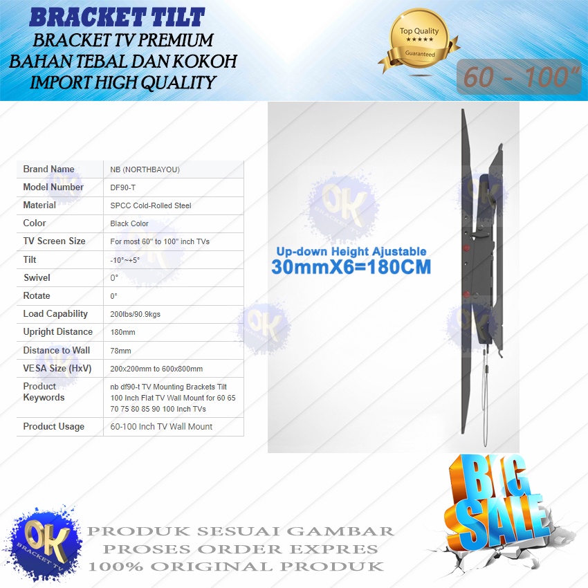 bracket breket brecket tilt premium 60 - 100 inch / Df-90T