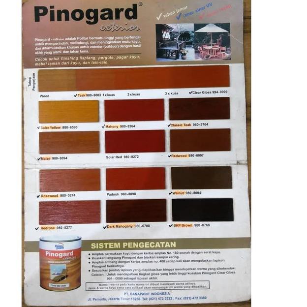 ♡ Cat Pelitur/Politur/Plitur Kayu 1 Kg PINOGARD Exterior Tahan Cuaca - CLEAR GLOSS ۩