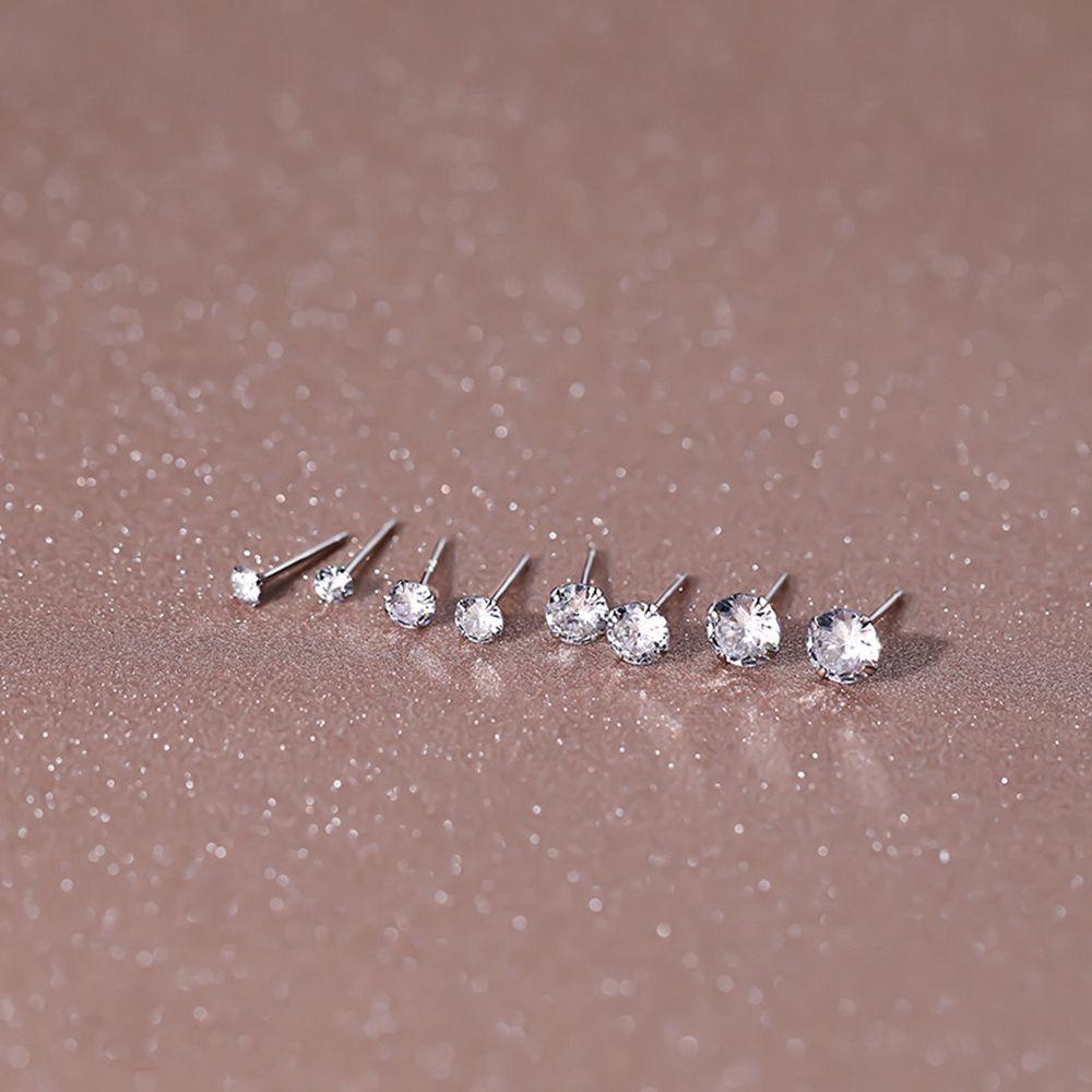 Needway Zirkon Anting Wanita Elegan S925 Perak Anting Telinga Pin Perhiasan Fashion Telinga Tongkat Mini Earring