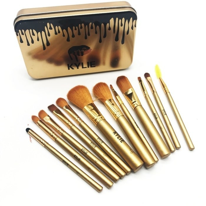 Kuas MakeUp Kylie isi 12pcs Brush Make Up gold