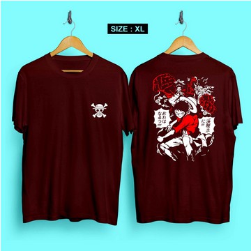 Fourfashion Kaos Pria Kaos Distro XL LUFFY FIGHT Maroon CN728