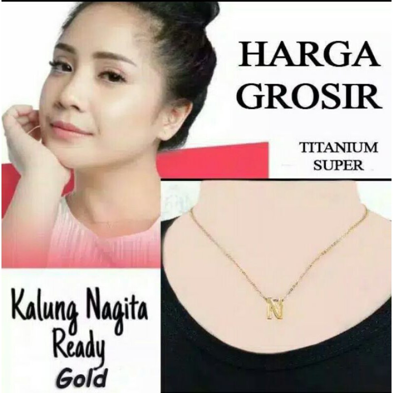 KALUNG HURUF NAGITA | KALUNG TITANIUM ANTI KARAT | KALUNG ANTI LUNTUR | KALUNG INISIAL HURUF GOLD A-