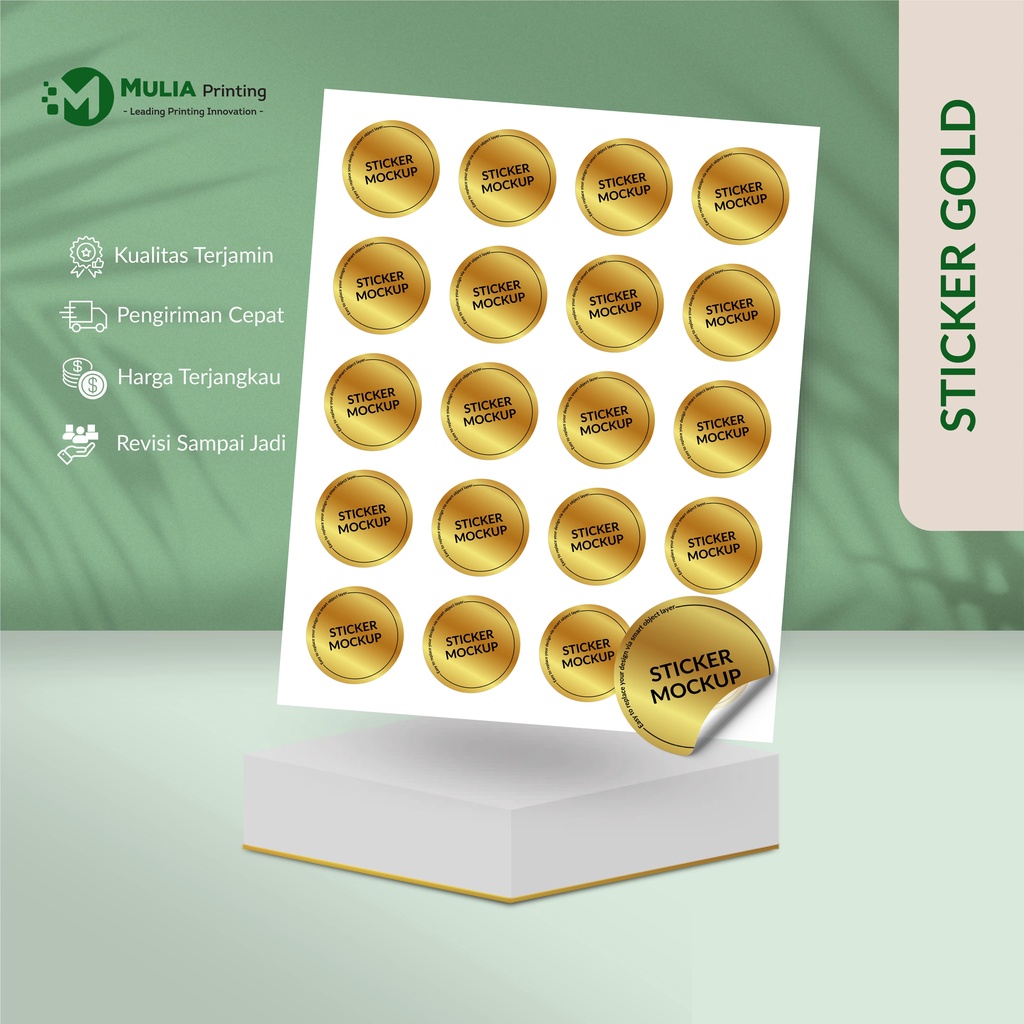 

Cetak Stiker Label Gold / Sticker Metalize Emas CUSTOM - MULIA PRINTING