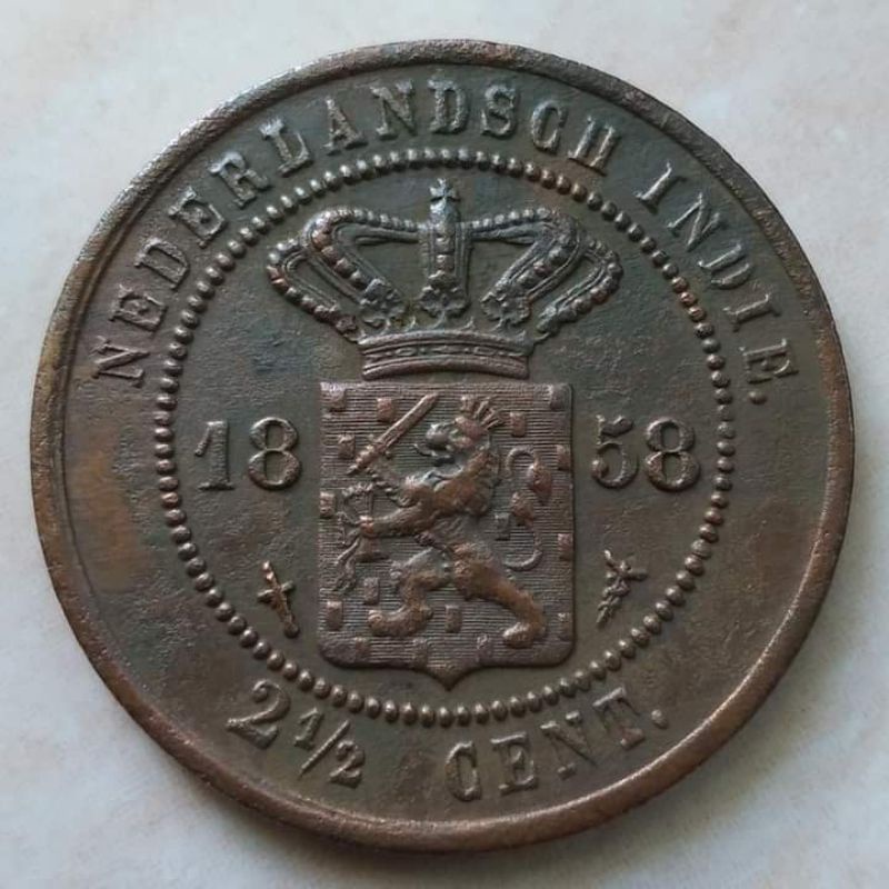 Koin Kuno Benggol 2 1/2 Cent Nederland Indie 1858 Detail Bagus Mantap