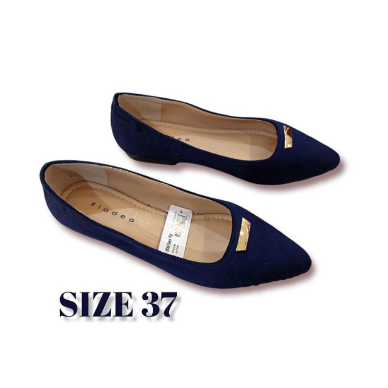 FLADEO 37 Sepatu flat shoes wanita remaja perempuan navy