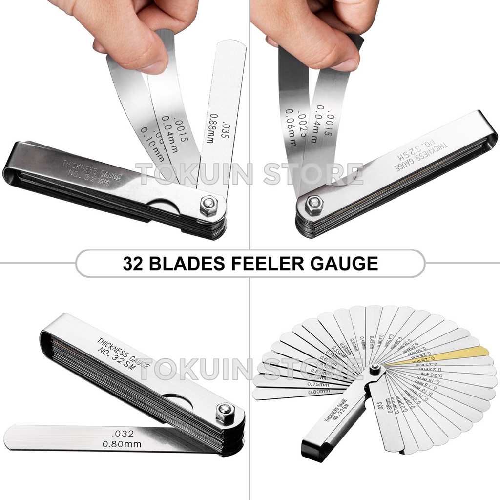 Filler Feeler Gauge 32 Blade Alat Ukur Ketebalan Celah Klep Isian Besi