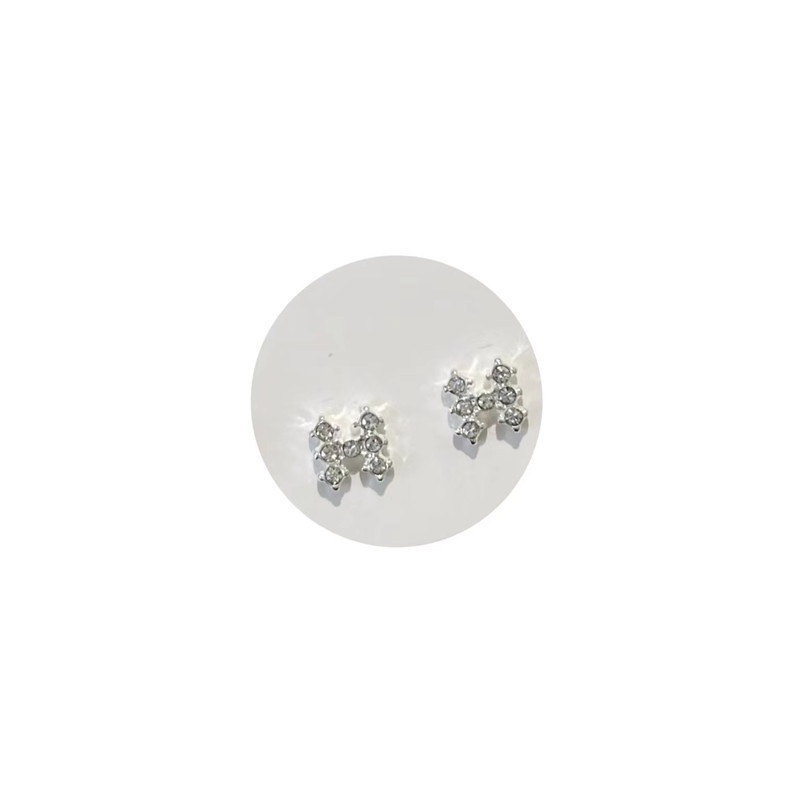 Set Anting Tusuk Silver Desain Daun Clover Untuk Wanita