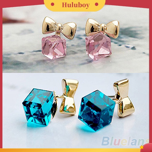 Hu Hu Hu Hu Hu Alat Bantu Pasang Kacamata♡ Anting Giwang Chic Model Pita Dengan Berlian Imitasi Berkilau Untuk Wanita