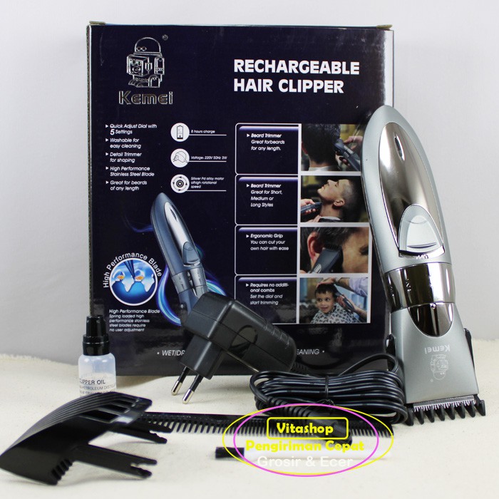 Alat Cukur Rambut Kemei KM-605 Hair Clipper Mesin Pangkas Dan Potong Waterprof Wed &amp; Dry