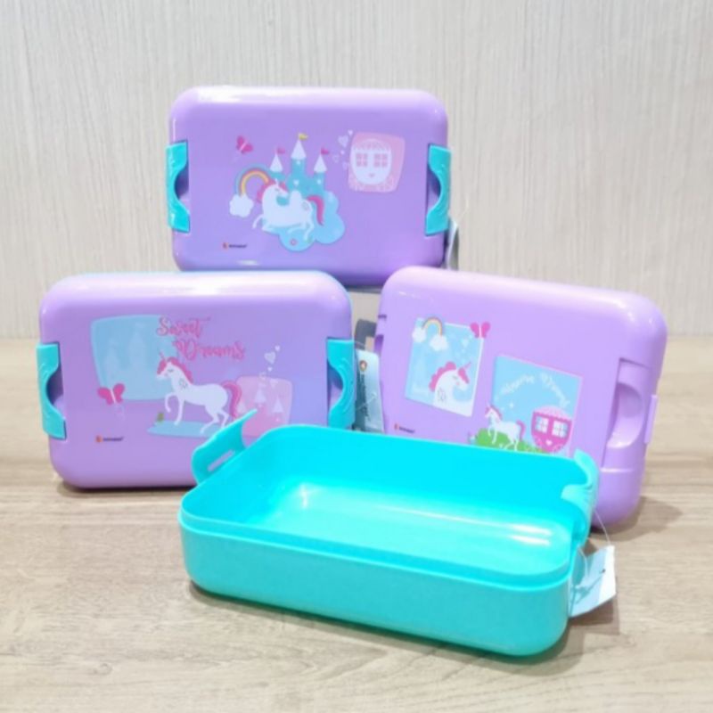 Tempat makan unicorn dreams technoplast / Technoplast kotak makan unicorn / Lunch box technoplast un